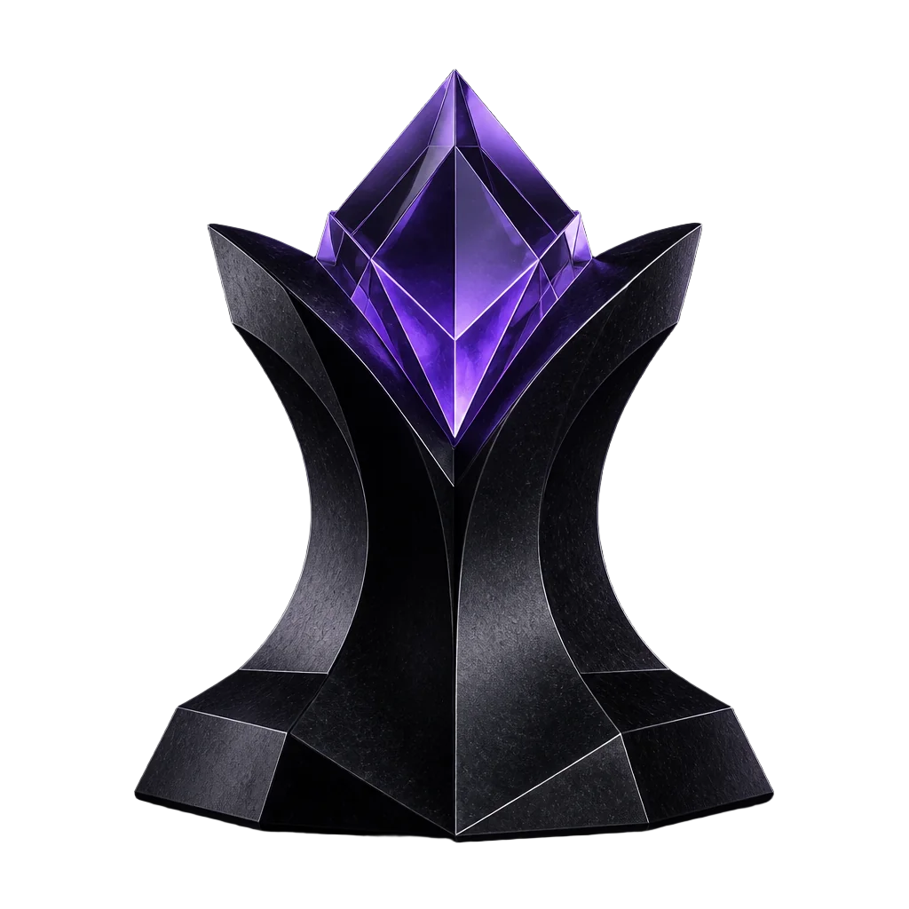 Large socle d'obsidienne couronné d'une crête de verre violet facettée